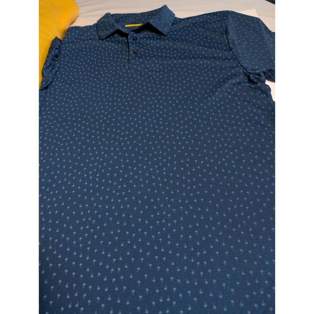 Jack Nicklaus Mens Dark Blue Palm Tree Print Golf Polo Shirt Large Golden